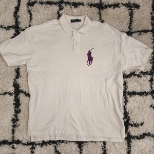 Polo Ralph Lauren Big Pony Mens Shirt XXL Short Sleeve Collared White Purple